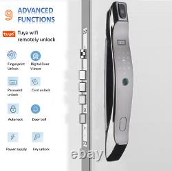 Smart door lock keyless tuya wifi fingerprint push pull home lock with camera