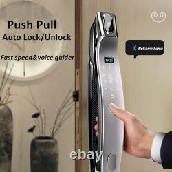 Smart door lock keyless tuya wifi fingerprint push pull home lock with camera