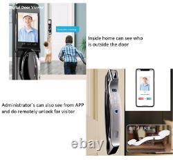 Smart door lock keyless tuya wifi fingerprint push pull home lock with camera