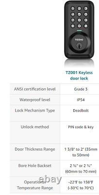 TEEHO TZ001 Keypad Door Lock Keyless Entry Electronic Lock Smart Digital Lock