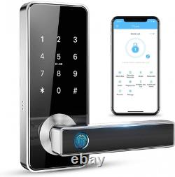 Tiffane Smart Lever Door Lock with Keypad Fingerprint Silver