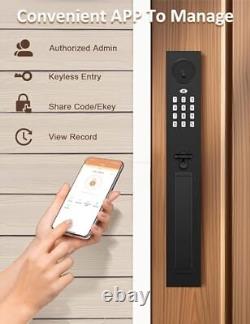 Tinewa Keyless Entry Door Lock with Lever, Full Escutcheon Smart Door Handle