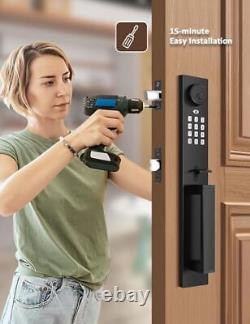 Tinewa Keyless Entry Door Lock with Lever, Full Escutcheon Smart Door Handle