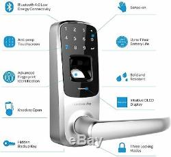 ULTRALOQ Fingerprint Bluetooth Keyless Entry Door Smart Door Lock Satin Nickel