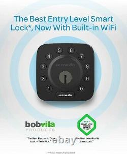 ULTRALOQ U-Bolt WiFi Smart Lock (Black) with Door Sensor, 5-in-1 Keyless