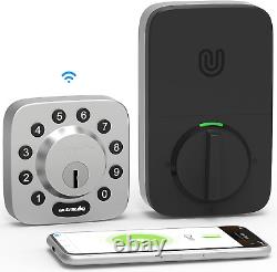 ULTRALOQ U-Bolt Wifi Smart Lock (Satin Nickel) with Door Sensor, 5-In-1 Keyless