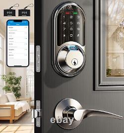 Veise Smart Lock For Front Door, 2 Lever Handles, Fingerprint Keyless Entry