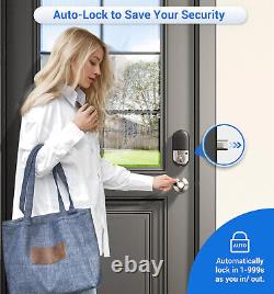 Veise Smart Lock For Front Door, 2 Lever Handles, Fingerprint Keyless Entry