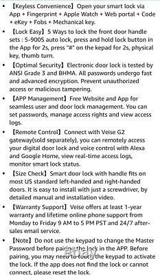 Veise Smart Lock With Handles VE07-H Fingerprint App Control Keyless Entry Deadb