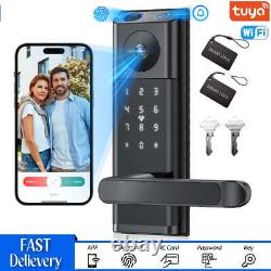 Video Smart Door Lock with Handle, Fingerprint Keyless Entry Electronic Keypad