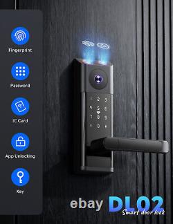 Video Smart Door Lock with Handle, Fingerprint Keyless Entry Electronic Keypad