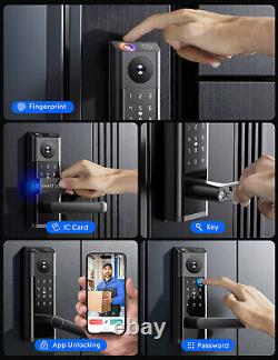 Video Smart Door Lock with Handle, Fingerprint Keyless Entry Electronic Keypad