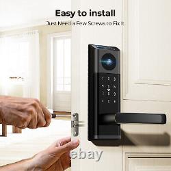 Video Smart Door Lock with Handle, Fingerprint Keyless Entry Electronic Keypad