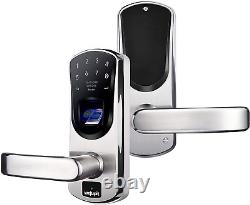 WeJupit V8 Keyless Entry Smart Door Lock, Fingerprint Stainless Steel with Spare