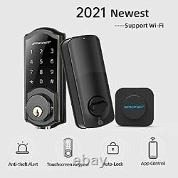 WiFi Door Lock, Remote Control Smart Deadbolt, Digital Electronic Keyless Black