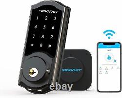 WiFi Door Lock, SMONET Smart Deadbolt Digital Electronic Keyless Entry Bluetooth