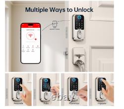 WiFi Fingerprint Smart Door Lock Keyless Entry Door Lock Deadbolt with Handle, H