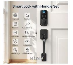 WiFi Smart Deadbolt Lock with Handle Hornbill Front Door Lock Set Keyless Entry