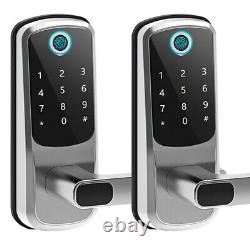 2PCS Serrure de porte intelligente biométrique à empreinte digitale avec clavier numérique sans clé et application