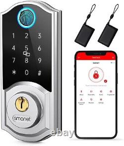 Ensemble de poignée de verrouillage de porte d'entrée intelligente SMONET WiFi Fingerprint Keyless Keypad Deadbolt