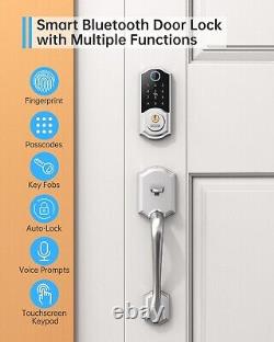 Ensemble de poignée de verrouillage de porte d'entrée intelligente SMONET WiFi Fingerprint Keyless Keypad Deadbolt