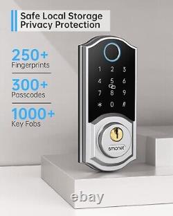 Ensemble de poignée de verrouillage de porte d'entrée intelligente SMONET WiFi Fingerprint Keyless Keypad Deadbolt