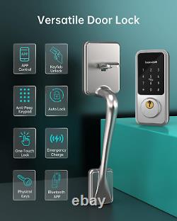 Ensemble de serrure de porte d'entrée intelligente, serrure de porte sans clé avec poignée, Smart Deadbolt K