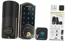 Serrure De Porte Wifi, Télécommande Smart Deadbolt, Digital Electronic Keyless Black