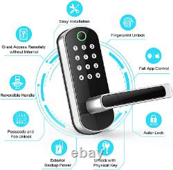 Serrure de porte Sifely Smart, Verrouillage sans clé à empreinte digitale et clavier d'entrée biométrique