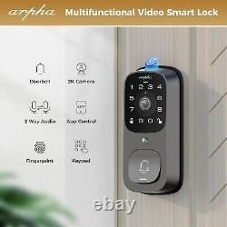 Serrure de porte à empreinte digitale intelligente ARPHA avec sonnette, caméra vidéo 2K, verrouillage sans clé et application