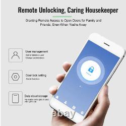 Serrure de porte intelligente 5 en 1 à entrée sans clé, bouton biométrique, clavier, contrôle à distance via application K6D7