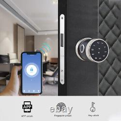 Serrure de porte intelligente 5 en 1 à entrée sans clé, bouton biométrique, clavier, contrôle à distance via application K6D7