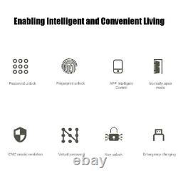 Serrure de porte intelligente 5 en 1 à entrée sans clé, bouton biométrique, clavier, contrôle à distance via application K6D7
