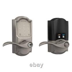 Serrure de porte intelligente Schlage Encode WIFI avec levier FE789WB V CAM 619 ACC en nickel satiné NOUVEAU