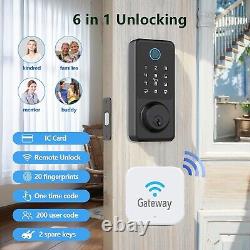 Serrure de porte intelligente TTLOCK APP/Clé de carte entrée sans clé + Passerelle WIFI G2 (verrou) NOIRE