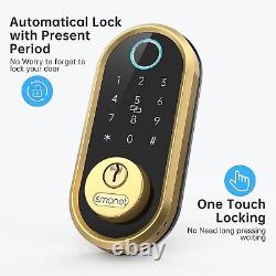 Serrure de porte intelligente à verrouillage électronique sans clé SMONET avec clavier numérique et empreinte digitale.