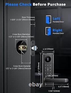 Serrure de porte intelligente avec caméra et poignée, verrou électronique biométrique sans clé avec sonnette.