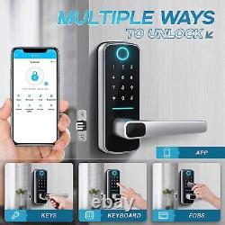 Serrure de porte intelligente avec poignée, empreinte digitale sans clé, mot de passe wifi, application d'entrée Deadbolt