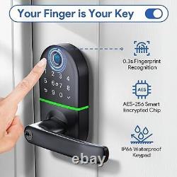 Serrure de porte intelligente avec poignée, entrée sans clé par empreinte digitale pour porte d'entrée.