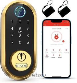 Serrure de porte intelligente sans clé SMONET WiFi Bluetooth avec empreinte digitale et clavier Deadbolt