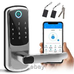 Serrure de porte intelligente sans clé Wifi avec empreinte digitale biométrique, touche de code numérique et clavier tactile.