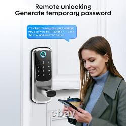 Serrure de porte intelligente sans clé avec clavier d'entrée de code numérique, application WiFi biométrique d'empreinte digitale.