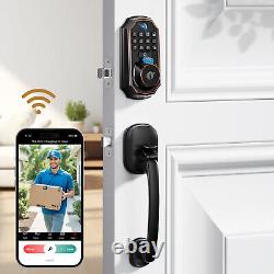 Serrure de porte sans clé ARPHA Deadbolt avec caméra vidéo, sonnette, audio bidirectionnel et bouton