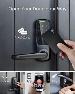 Serrure de porte sans clé avec verrouillage à 5 pênes, connexion Wifi intégrée et serrure intelligente NFC 5-en-1