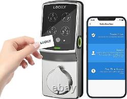 Serrure de porte sans clé sécurisée Lockly Secure Plus 3D biométrique nickel satiné