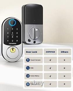 Serrure de porte sans clé, serrures de porte avant intelligentes Zomnua avec empreintes digitales et claviers numériques