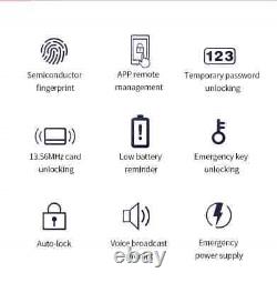 Serrure de verrouillage intelligent sans clé WiFi avec carte IC, empreinte digitale, clavier et déverrouillage à distance via l'application