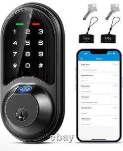 Serrure intelligente Veise, serrure de porte à empreinte digitale, serrure d'entrée sans clé 7-en-1 noir mat