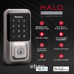 Serrure intelligente Wi-Fi Kwikset Halo à entrée sans clé, pêne dormant en nickel satiné