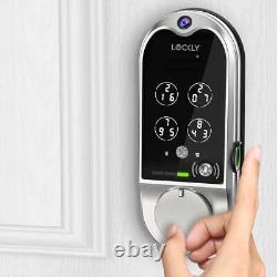 Serrure intelligente WiFi Lockly Vision en nickel satiné avec sonnette vidéo PGD798SN